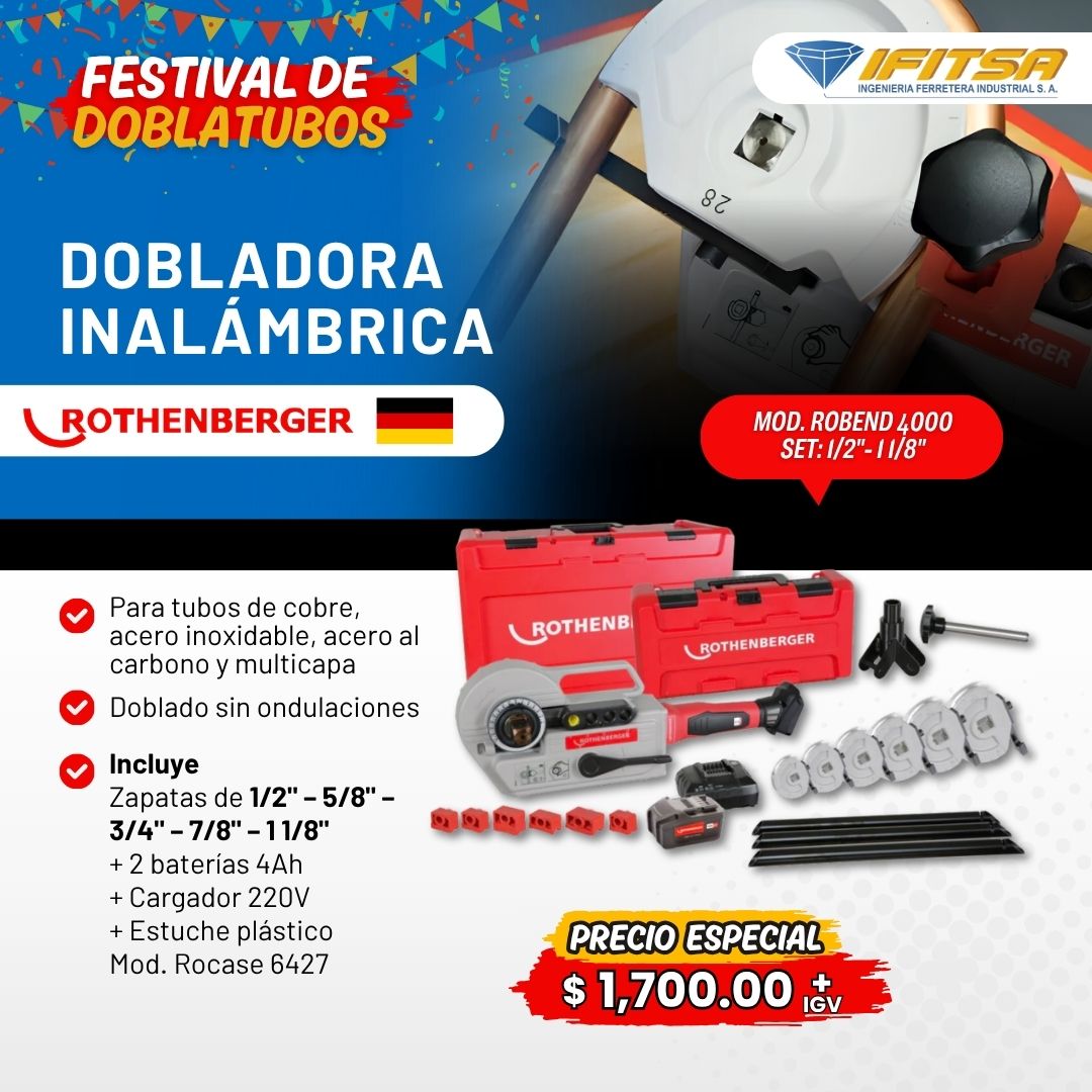 PROMOCI&Oacute;N DOBLADORA INAL&Aacute;MBRICA DE 1/2&rdquo; a 1 1/8&rdquo; ROBEND 4000 ROTHENBERGER 01